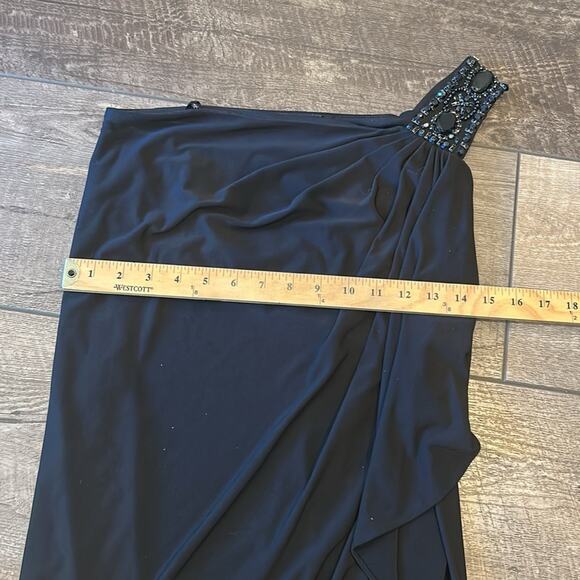 Maggy London Black One Shoulder Cocktail Drape Dress Size 6 - Picture 5 of 6